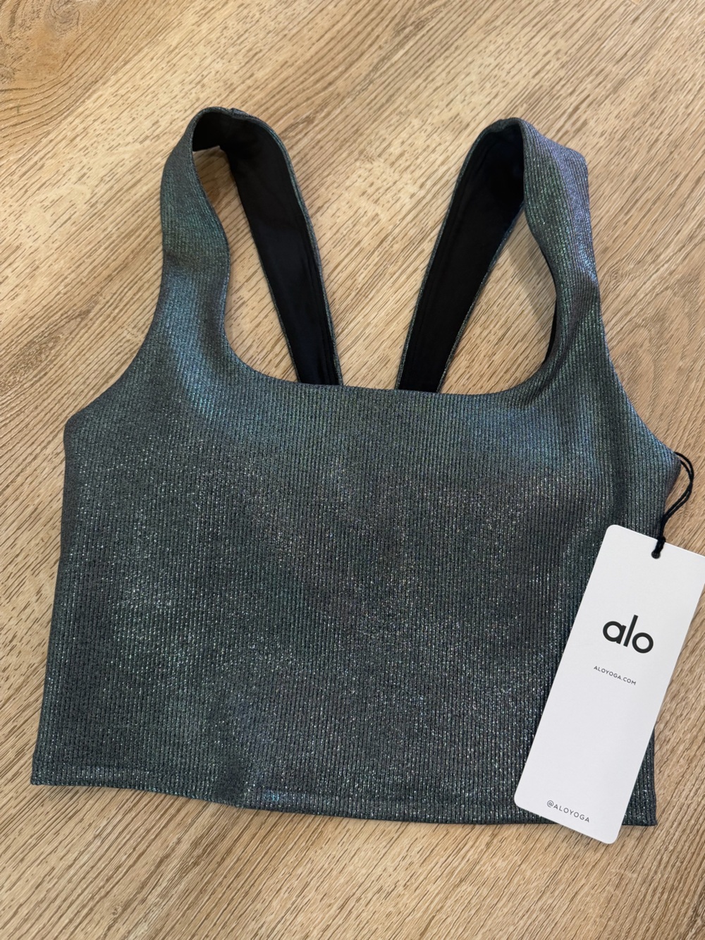 ALO Yoga Iridescent Green Tank Crop Top